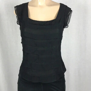 Guess Size Small Sheer Ruffle Zipper Closure Top. Preloved